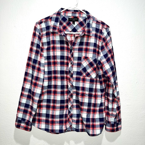 Banana Republic Blue Red Plaid Long Sleeve Button Down Shirt - Picture 1 of 6